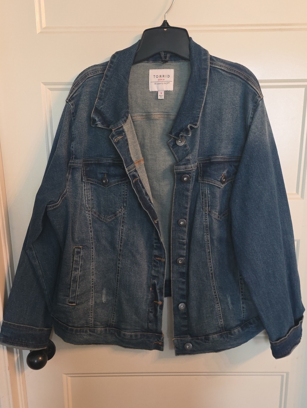 torrid Dark Blue Denim Jacket with Button Front